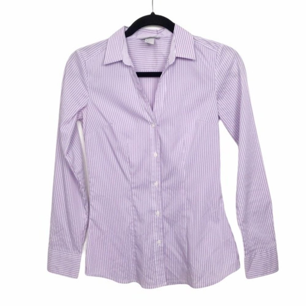 H&M Purple Stripe Long Sleeve Button Up Shirt
